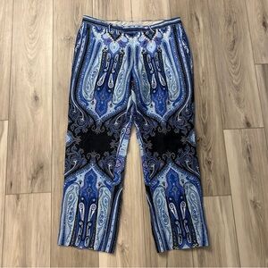 Etro 52 Men’s 100% Linen Pants Via Spartaco 3 Milano Blue Purple Paisley Size 36